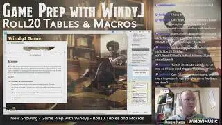 Game Prep with WindyJ: Roll20 Tables and Macros