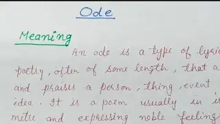 Ode in English Literature | What is Ode in English Literature