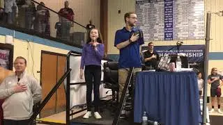Emery Jane Allen singing the National Anthem Great Lakes Valley Conference GLVC 11 yrs old NCAA