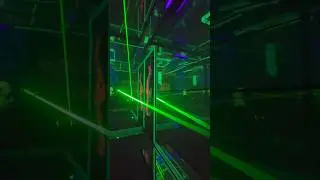 Green laser reflecting in mirrors in a super trippy uv blacklight room pro #coolroom #uvlights