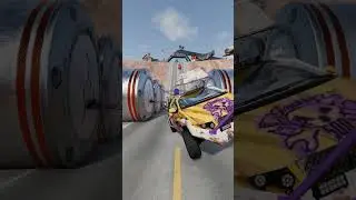 Chain Barrier vs Fire Road, Classic Cars & MD Garvil Truck Crash | BeamNG Drive #beamngdrive #shorts