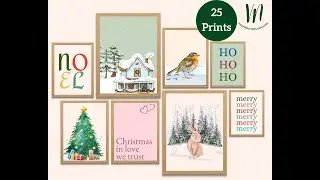#Christmas #HomeDecor #Prints Set of 25 prints #digitalprintable Download by VNproduction