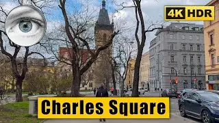 Prgaue Walking Tour of Charles Square, Faust's and Dancing Houses 🇨🇿 Czech Republic 4k HDR ASMR