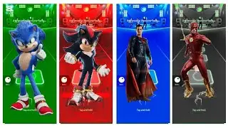 Sonic vs Shadow vs Superman vs Flash | Ultimate Speed Tiles Hop Battle