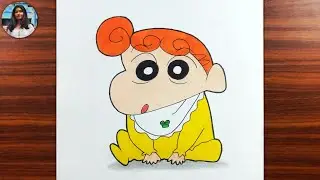 How to draw Himawari from Shinchan ( shinchan ) step by step | Shinchan sister Himawari Drawing