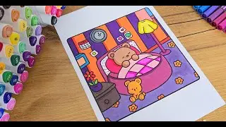 Bold and Easy Coloring Page 🐻✨ | Relaxing Marker Art (No Talking)