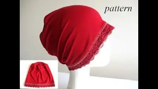 Sew Jersey Fabric Night Sleep Beanie Hat With Lace. Sewing Pattern (4XS - XXXL Sizes)+Photo Tutorial