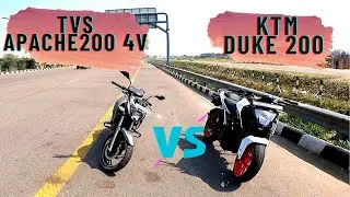 KTM Duke 200 vs TVS Apache 200 4V | Drag Race | #ktm #duke200 #apache2004v  #newapache #up46rider
