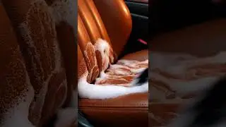Satisfying Leather Seat Cleaning Foam Scrub ASMR #tamapov #asmrtama #satisfyingtama