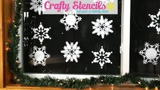 Stencil Snowflakes on Windows with Temporary Snow Frost