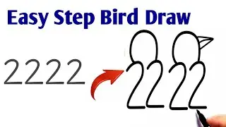 Two birds in love by 2222|how to draw bird with numbers|number drawing