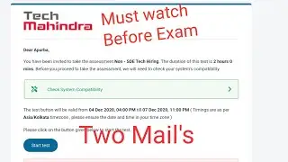 Tech Mahindra Round 2 Mail's || Check Your mail || Two Separate Mail