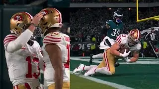 Jauan Jennings trick play pass to Christian McCaffrey for 29-yard touchdown vs Eagles Wild Card 🤯