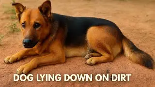 &ldquo;Alert Dog Resting on Dirt &ndash; Natural Canine Behavior &ldquo;🐶🌿