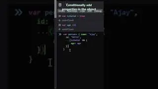 Conditionally add properties in the object in JavaScript #shorts #interview