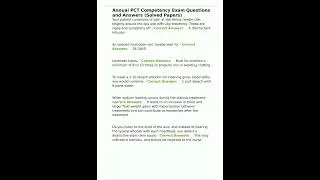 Annual PCT Competency Exam Questions and Answers Solved Papers