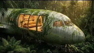 Living Inside an Abandoned Airbus A320 in the Forest | Silent Off-Grid Build