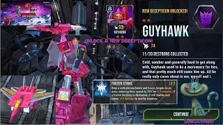 Transformers Earth Wars Unlock GUYHAWK a 2 STARS DECEPTICON and his ability called