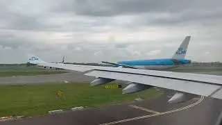 KLM flight Amsterdam to Montreal, Canada take off