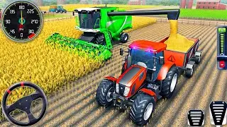 Tractor Driving Simulator 🚜 | Harvesting Wheat in One Acre with Harvester Machine