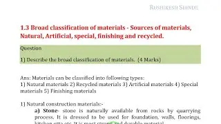 3~ Classification of materials - Sources, Natural, Artificial, special, finishing and recycled.