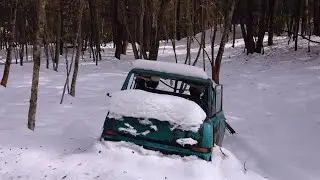 後半 本栖道廃トラックから大雪の青木ヶ原樹海を歩く 4K DAY355続き