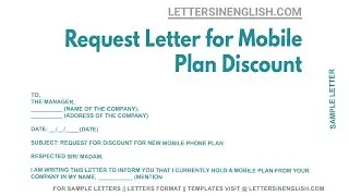 Request Letter for Mobile Plan Discount - Letter Requesting Discount for New Mobile Phone Plan