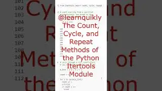 Count Cycle and Repeat Methods of Python Itertools Module #python #education #programming #pythons