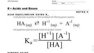 AP Chemistry Notes 8.5- Calculations with Ka