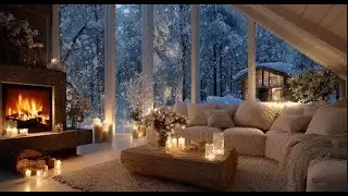 Snowy Forest Cabin Fireplace 🔥 Pure Crackling Fire Ambience for Sleep, Relaxation & Peace❄️