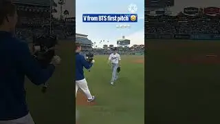 Baby TATA's first pitch🎀 #kpop #taehyung #100k #sports #baseball #kimtaehyung #strike #bts