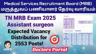 TN MRB Assistant Surgeon 2025 Expected Vacancy Distribution for 2553 Posts| TN MRB Latest News Today
