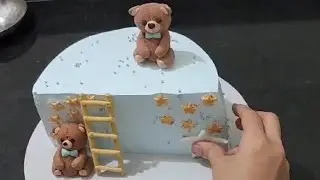 🧸 Teddy Bear Half cake design ❤️💖 ..How to make a Half cake 💕 half cake for boy@Sujatabakingplus