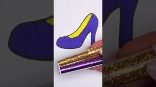 💜Purple Princess Shoe 😻👠Beautiful Glitter Art ✨🎨 #glitter #glitterart #kids #shoe #art