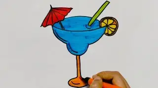 How to draw a cocktail drink in an easy way|How to draw a cocktail step by step|cocktail drawing