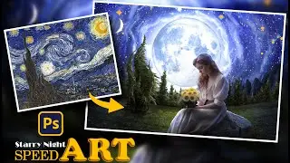 van gogh starry night in photoshop | manipulation | tutorial