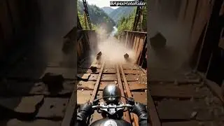 Abandoned Train Bridge ⚙️ | 8K POV Caf&eacute; Racer on Dangerous Wooden Tracks 🌉 #Shorts