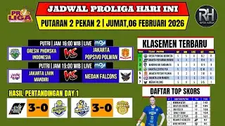Jadwal Proliga 2026 Hari ini~GRESIK PHONSKA VS POPSIVO~Klasemen & Top Skors Terbaru~Live Moji