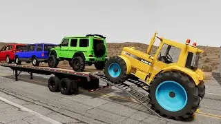 Flatbed Truck McQueen | Transportation with Truck - Pothole vs Car #04 | BeamNG.Drive Gameplay