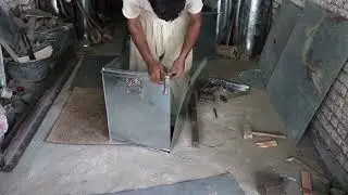 Talented Boy Making a Handmade Metal Trunk Box for Storage