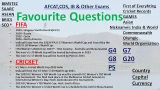 AFCAT FAVOURITE | Most Important Questions | Guaranteed , Summits, FIRST OF EVERYTHING | GK History