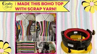 Made with scrap yarn and a knitting machine #knittingmachine