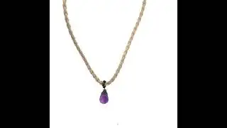 White Braided Leather Cord with Natural Drop Amethyst Gemstone Necklace