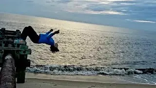 Backflips on the Beach! Cape May, NJ. March 2025. #backflip #backflips #gymnast #gymnastics #beach