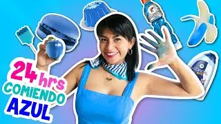 24 HORAS COMIENDO SOLO AZUL 🧊 ¡El Color Más Difícil de Encontrar!😅 Conny Merlin