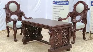 Antique Carved Office Table With Lion Face || Antique Lion Chair Designs By Star Enterprises