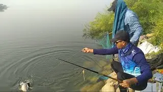 Triple hook fishing techniques in Villages fishing  Big rohu Fish |fishing videos