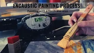 Encaustic Painting Process Painting a sunset over water: Encaustic Seascape painting