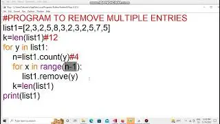 HOW TO REMOVE MULTIPLE ENTRIES FROM A LIST IN PYTHON#program ,#python #pythonlist #pythonlists