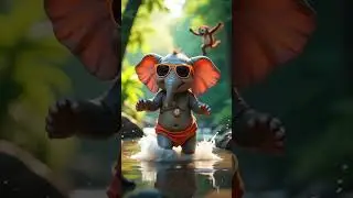 😎 Stylish Elephant Dances in the Jungle River! #cartoon #kids #shorts